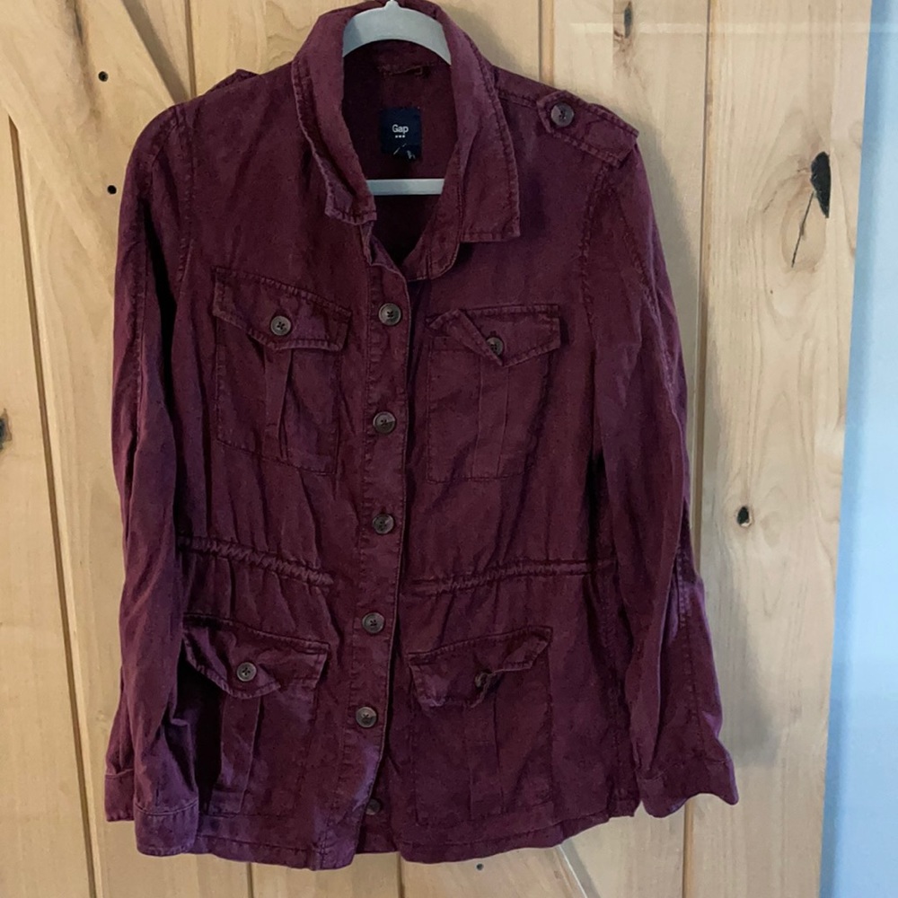 Burgundy utility shirt jacket